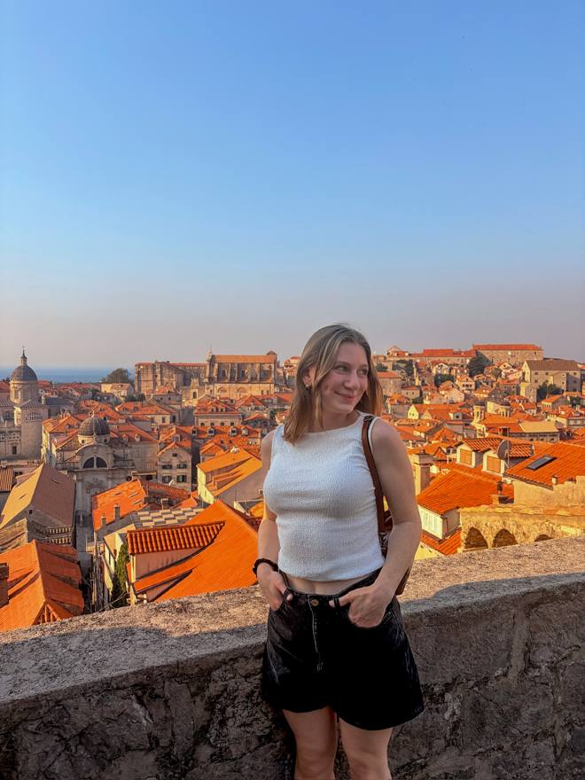 Maggie on the city walls in Dubrovnik, Croatia